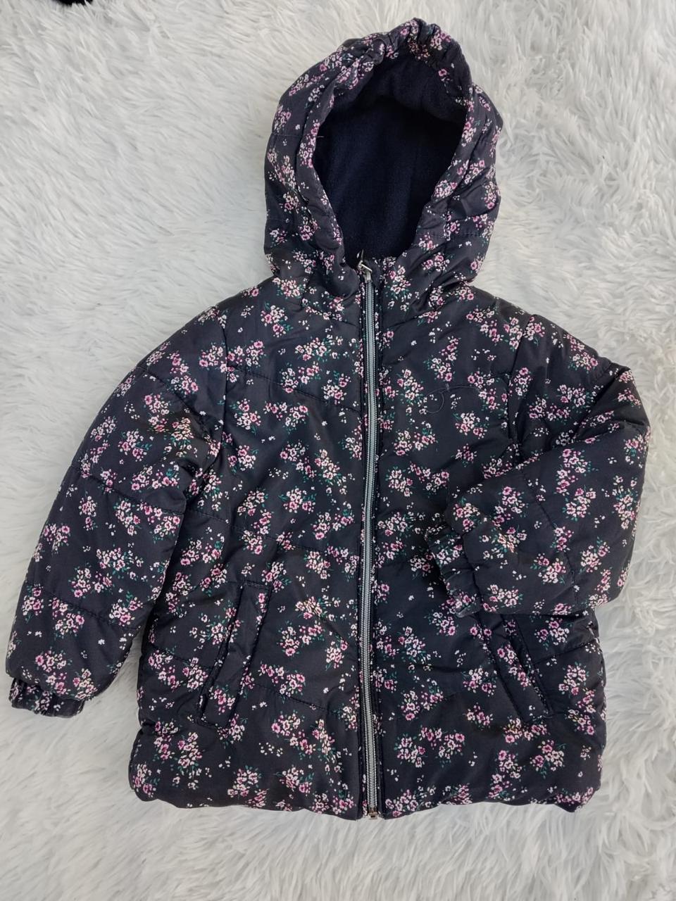 Campera Niña Puffer Azul Marino Floral